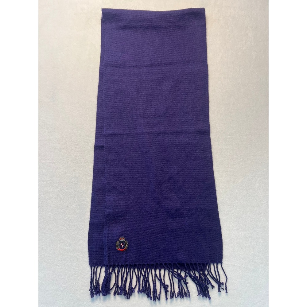 VTG Rock Creek OS Scarf Preppy Collegiate Purple Crest Fringed Acrylic Academia